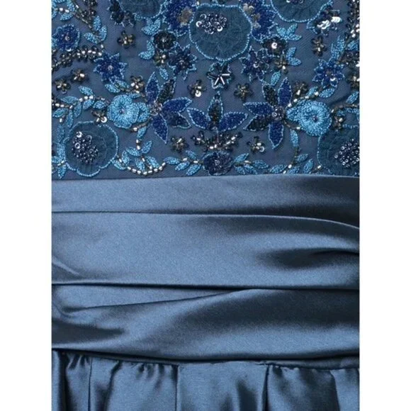 Marchesa Notte Strapless Navy Sequin Embellished Mikado Gown 6 - Picture 4 of 14